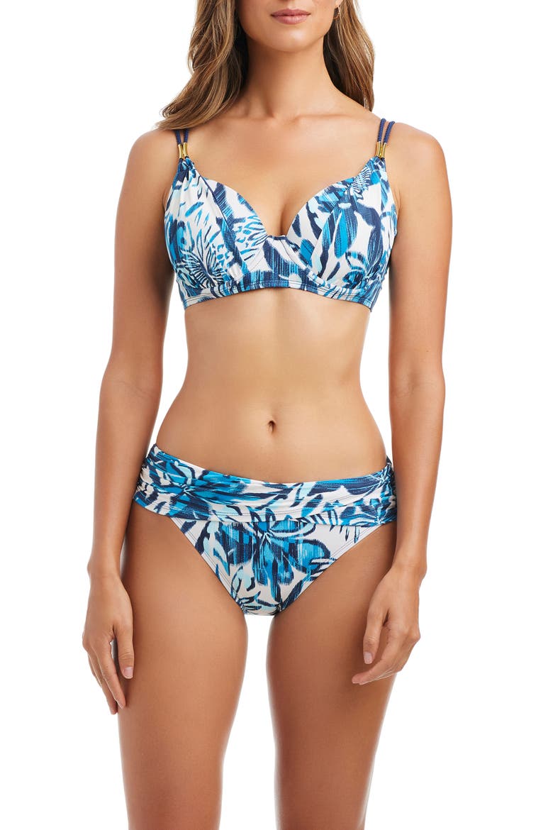 Ring Draped Underwire Bikini Top, Alternate, color, BLUE MULTI