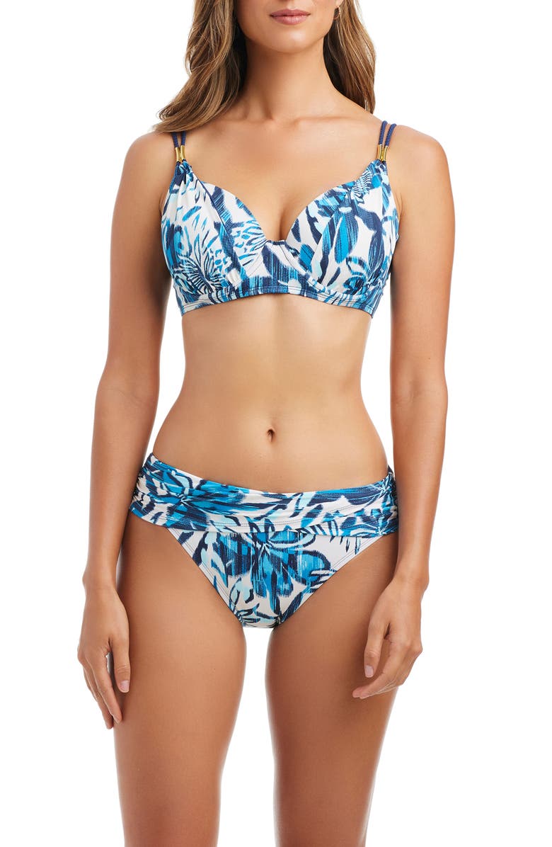 BLEU by Rod Beattie Ring Draped Underwire Bikini Top, Alternate, color, Blue Multi
