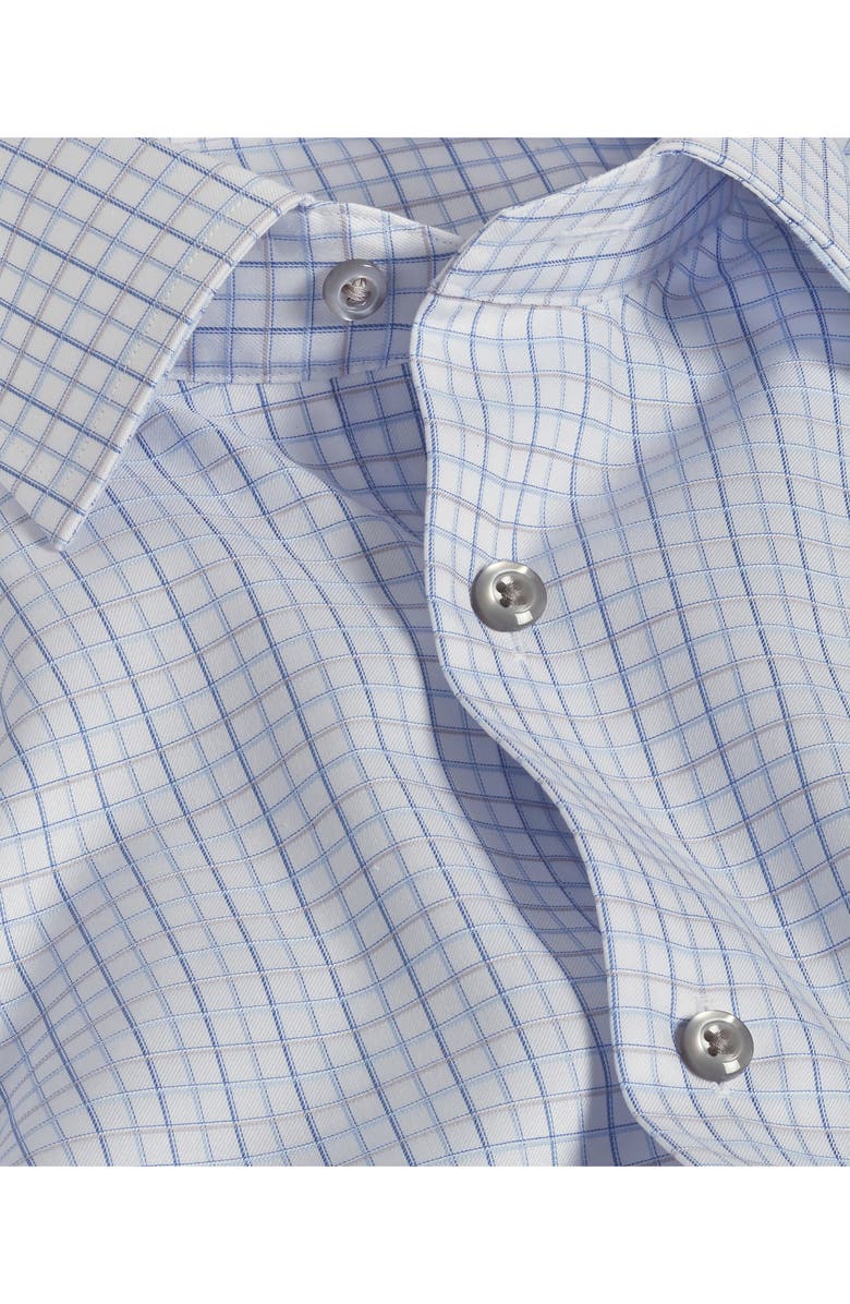 David Donahue Regular Fit Twill Windowpane Dress Shirt, Alternate, color, White/ Blue