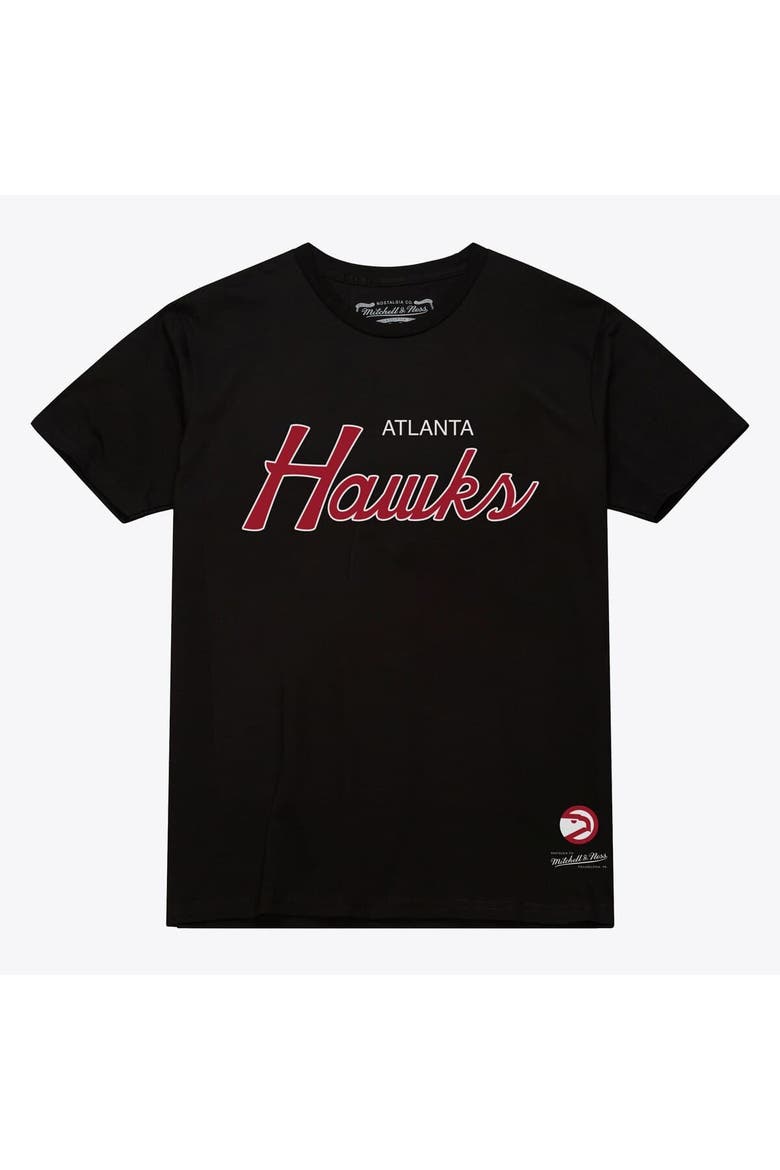 Men's Mitchell & Ness Black Atlanta Hawks Vintage Wordmark T-Shirt, Main, color, Black