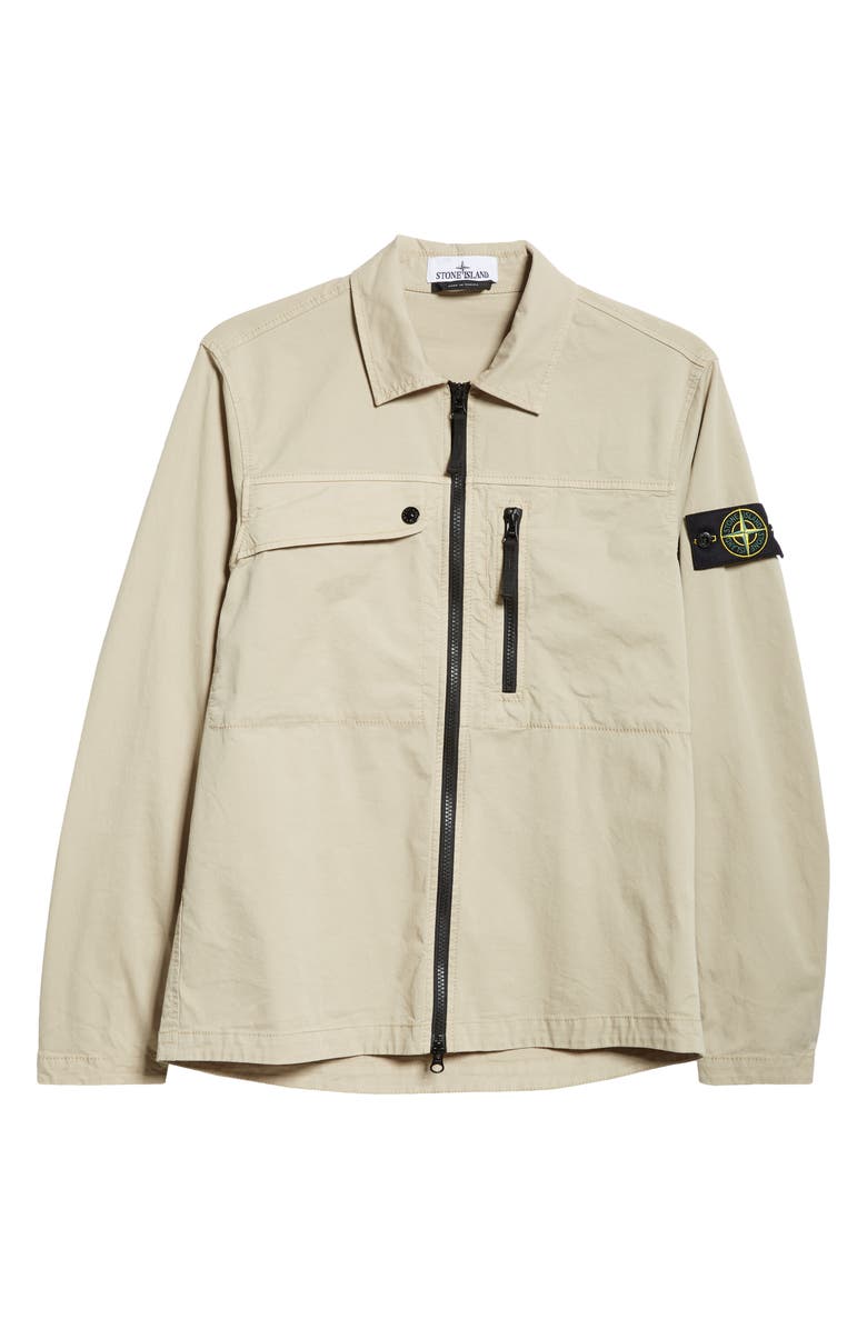 Stone Island Compass Logo Stretch Cotton Overshirt, Alternate, color,