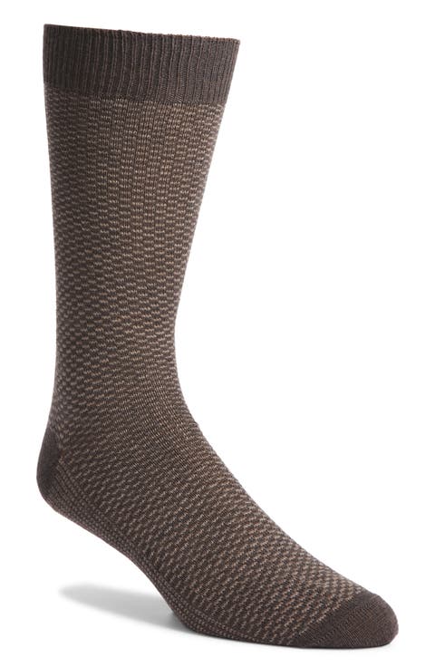 Micropattern Jacquard Wool Blend Dress Socks