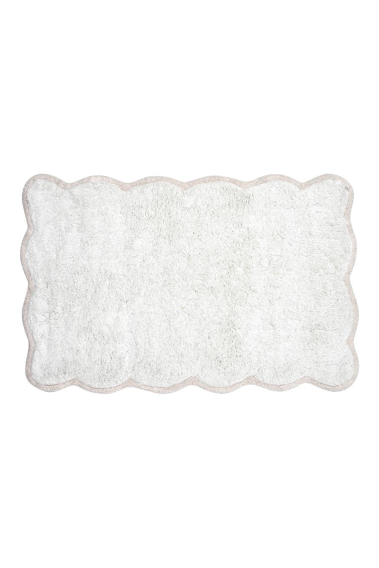Scalloped Cotton Bath Rug, Main, color, WHITE