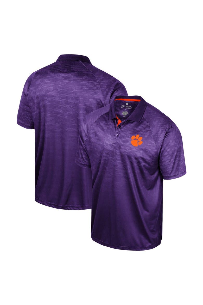 Men's Colosseum Purple Clemson Tigers Honeycomb Raglan Polo, Main, color, Purple