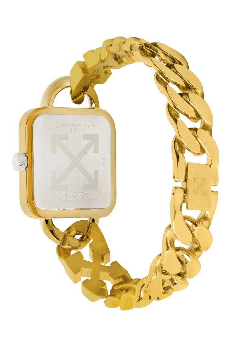 Street Bling Square Crystal Chain Watch, 26.5mm, Alternate, color, IP YELLOW GOLD