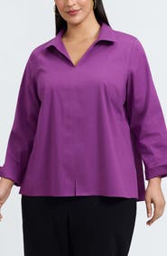 Foxcroft Agnes Non-Iron Smocked Cuff Blouse