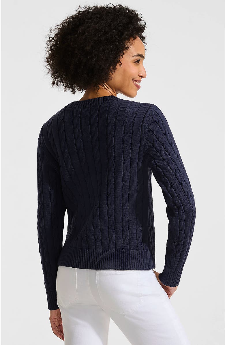 Lands' End American Flag Drifter Cable Sweater, Alternate, color, Flag/Faded Navy