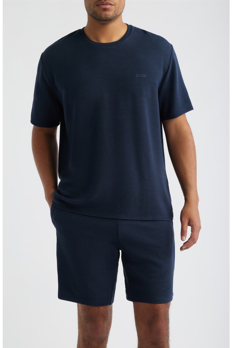 Rib Modal T-Shirt & Pajama Shorts Set, Main, color, NAVY