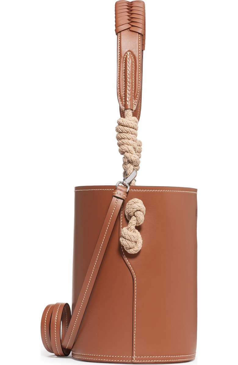 Prada Woven Top Handle Leather Bucket Bag, Alternate, color,