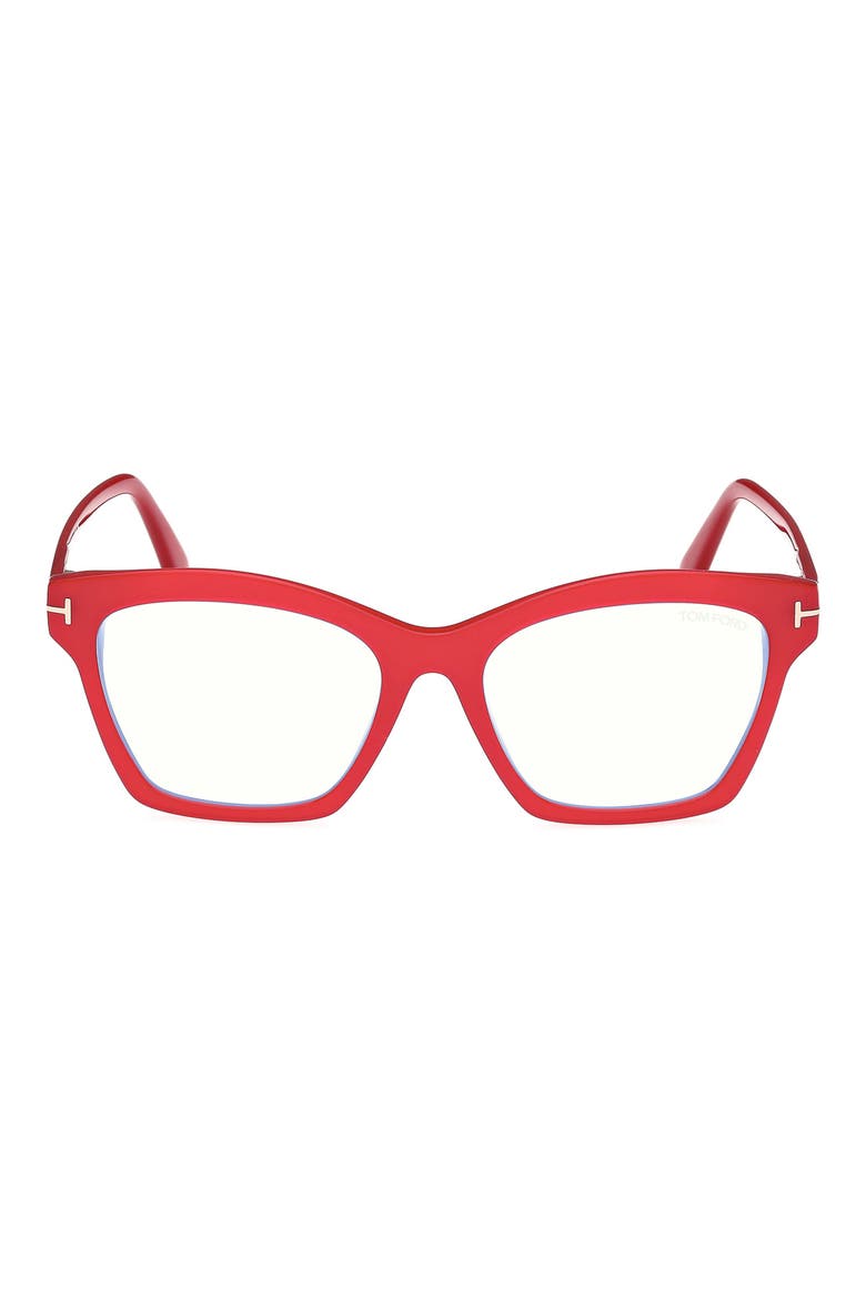 53mm Square Blue Light Blocking Optical Glasses, Main, color, PEARLY PINK / T LOGO