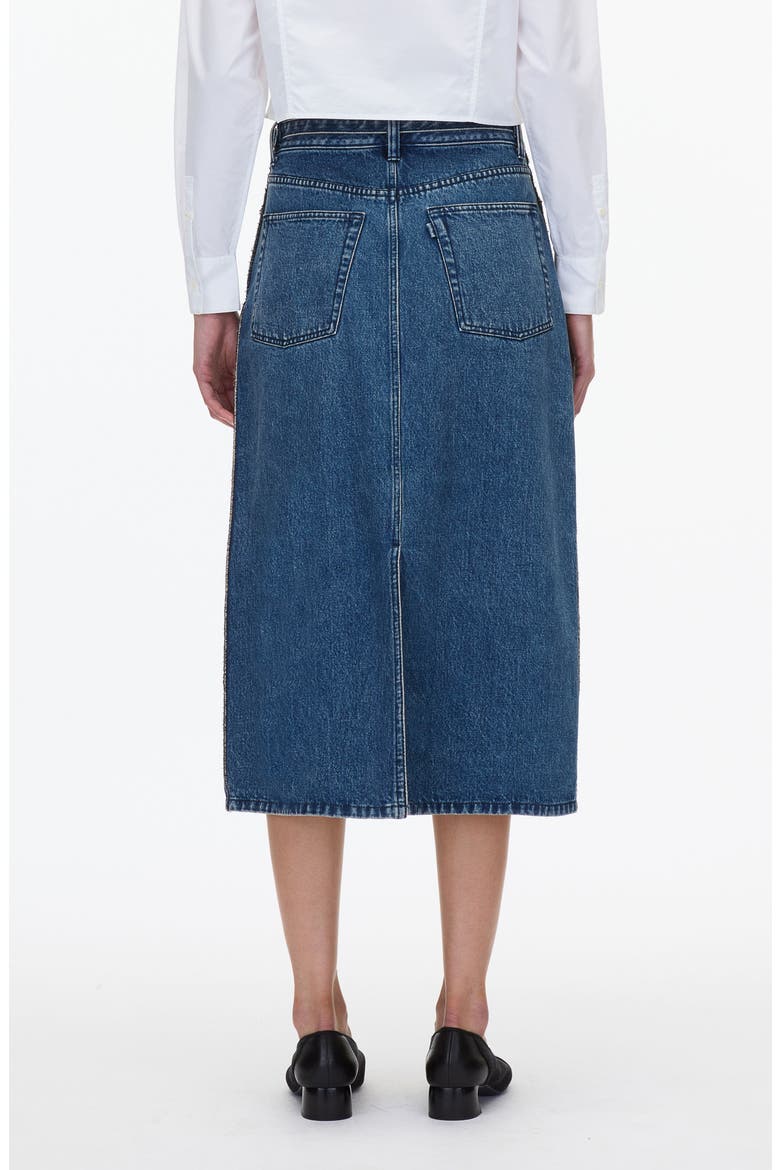 A-Line Denim Midi Skirt, Alternate, color, BLUE