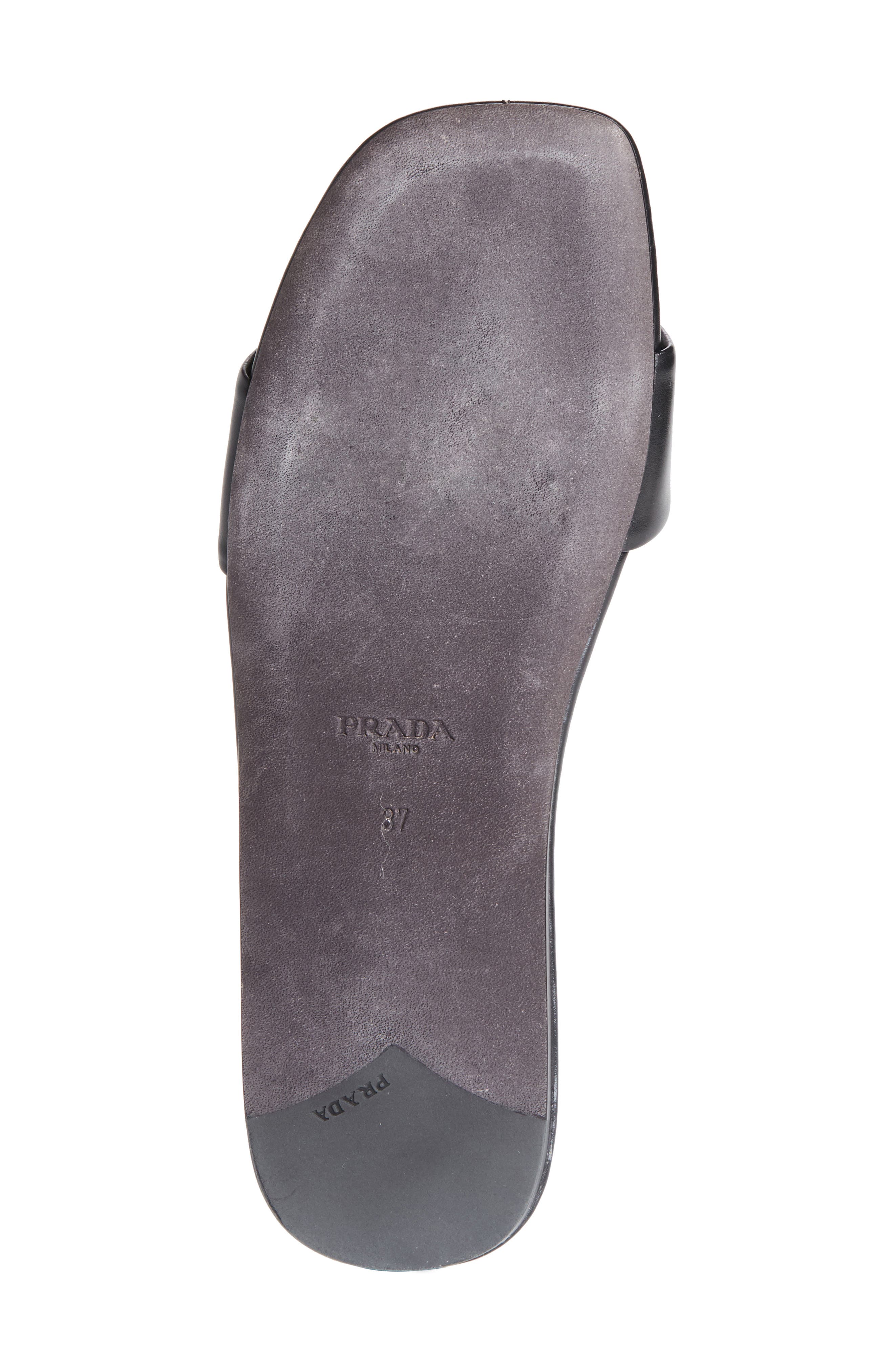 Prada Triangle Logo Slide Sandal, Alternate, color, 