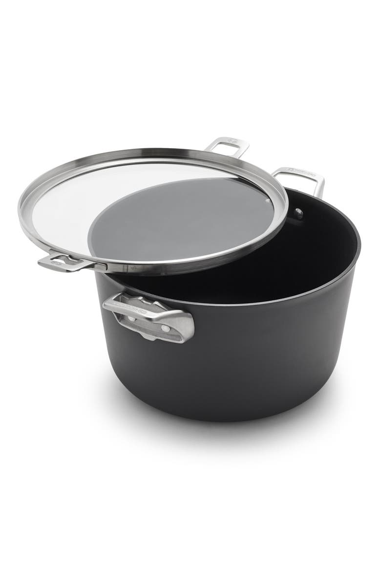 Premier Space Saving Hard Anodized Nonstick 12-Quart Stockpot with Lid, Main, color, BLACK