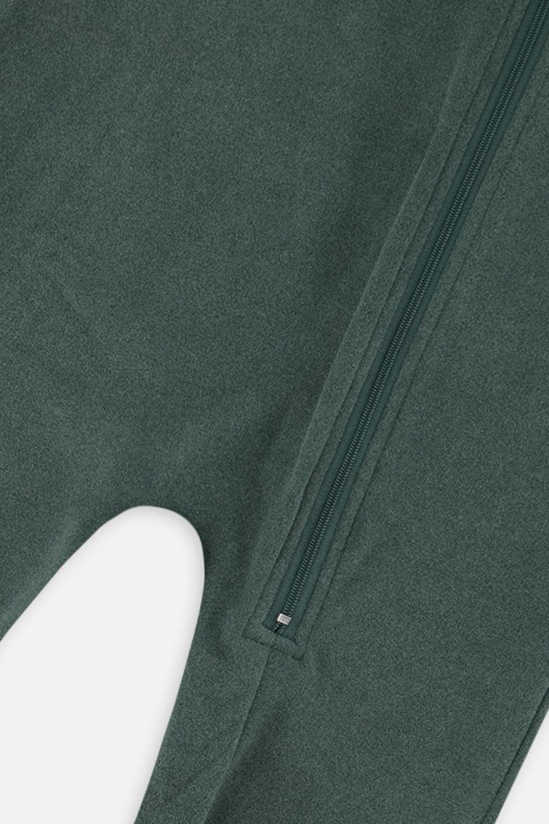 One Piece Fleece Stretch Asymmetric Zipper Thermal Underwear, Alternate, color, Sage Green