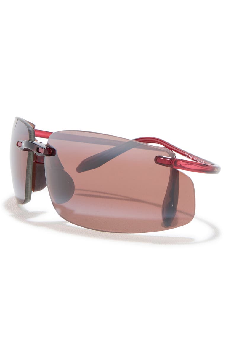Maui Jim 63mm Core Polarized Rectangular Sunglasses, Alternate, color, Burgundy Rose