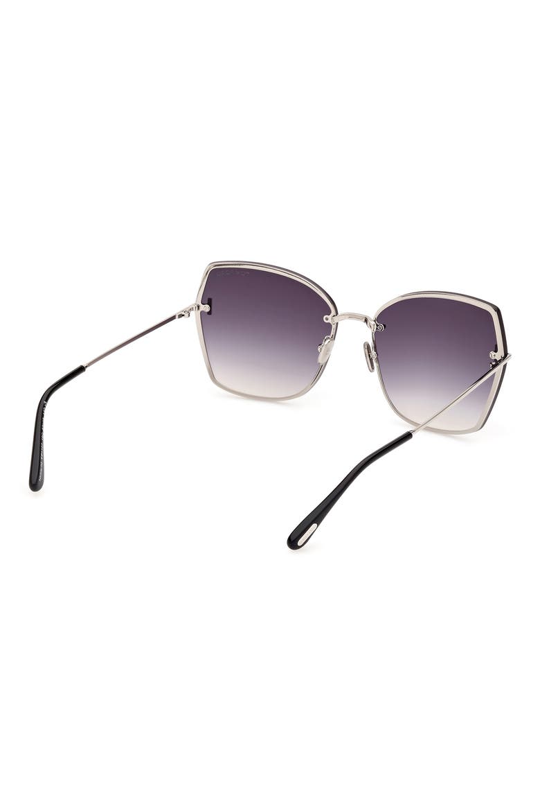 Nickie 62mm Oversize Gradient Butterfly Sunglasses, Alternate, color, PALLADIUM BLACK / SILVER