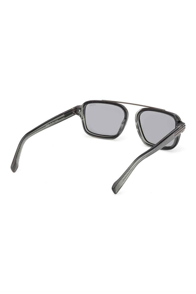 55mm Geometric Sunglasses, Alternate, color, TRANSPARENT GREY / RUTHENIUM