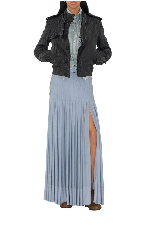 Pleated Crepe Jersey Maxi Skirt