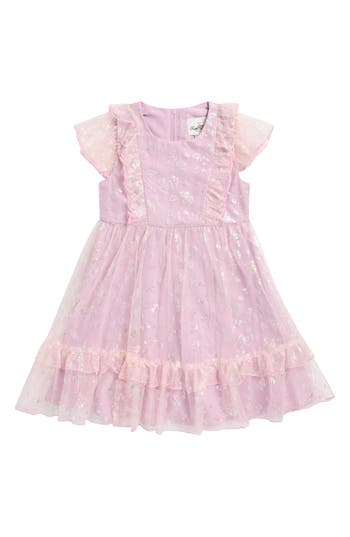 Rare Editions Babies'  Kids' Iridescent Butterfly Mesh Dress
