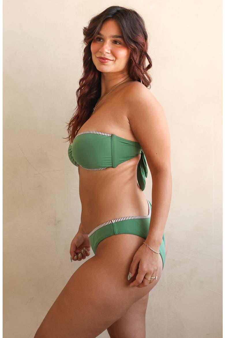 Ellis Bandeau Bikini Top, Alternate, color, Elm Green/Cocoa Stripe