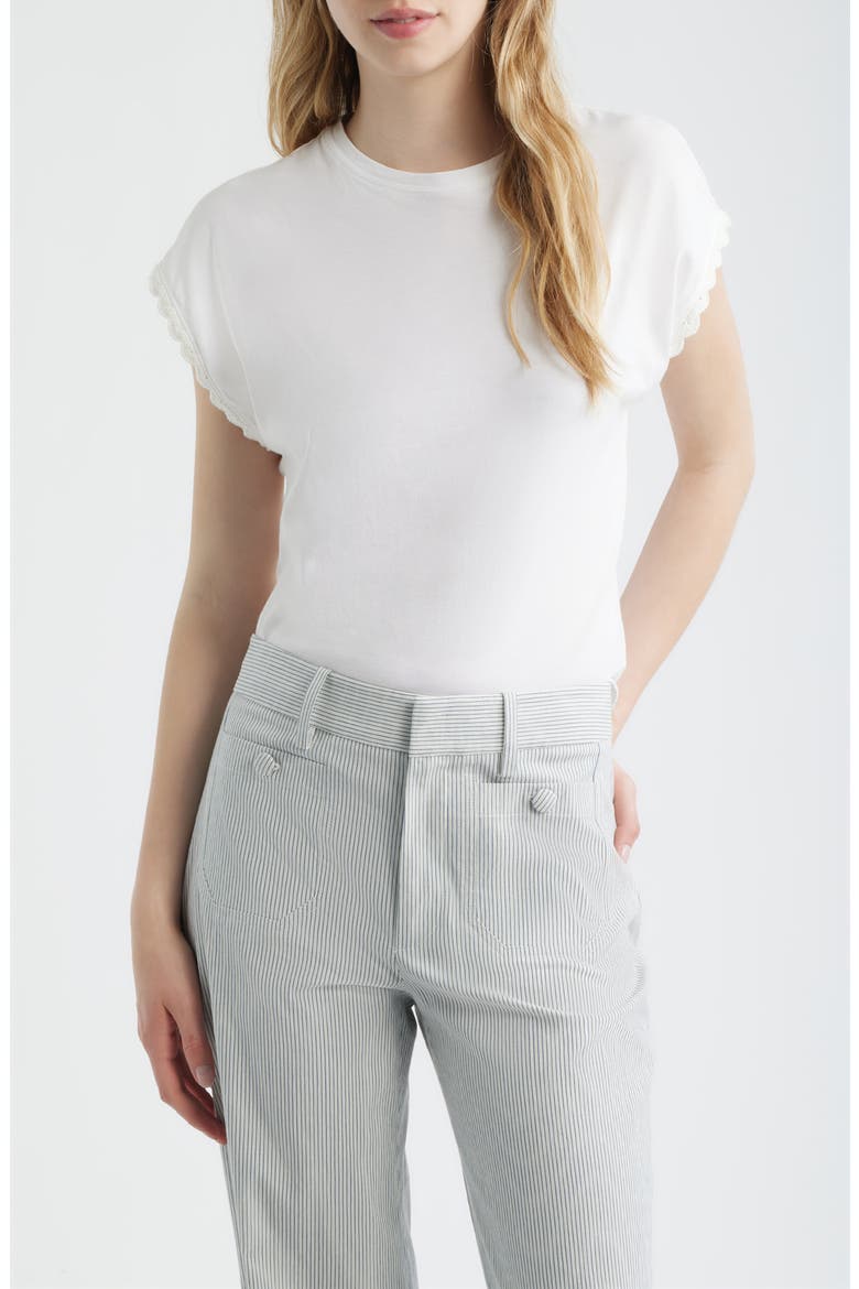 The Crochet Trim Pima Cotton Muscle T-Shirt, Main, color, WHITE