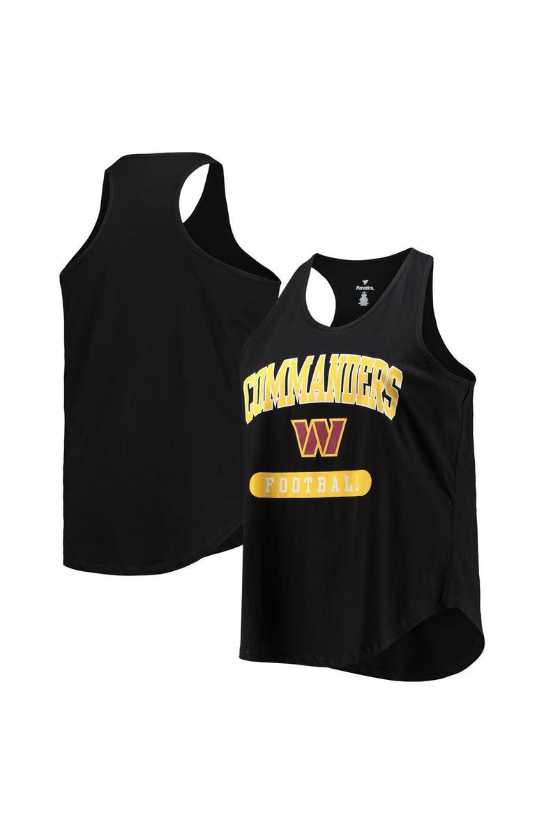 PROFILE Women's Black Washington Commanders Plus Size Team Racerback Tank Top, Main, color, 