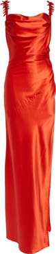 Balmain Beaded Strap Fluid Silk Column Gown