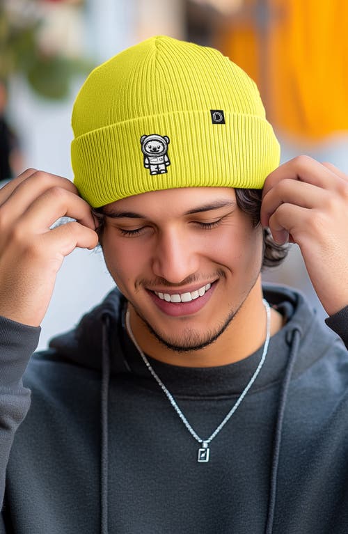 Dalix Ice Bear Beanie In Neon Yellow