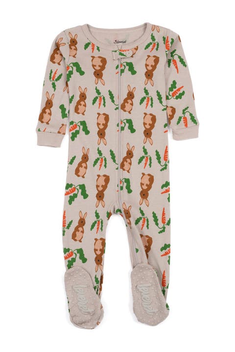 Footed Cotton Easter Matching Family Pajamas, Bunny Prints