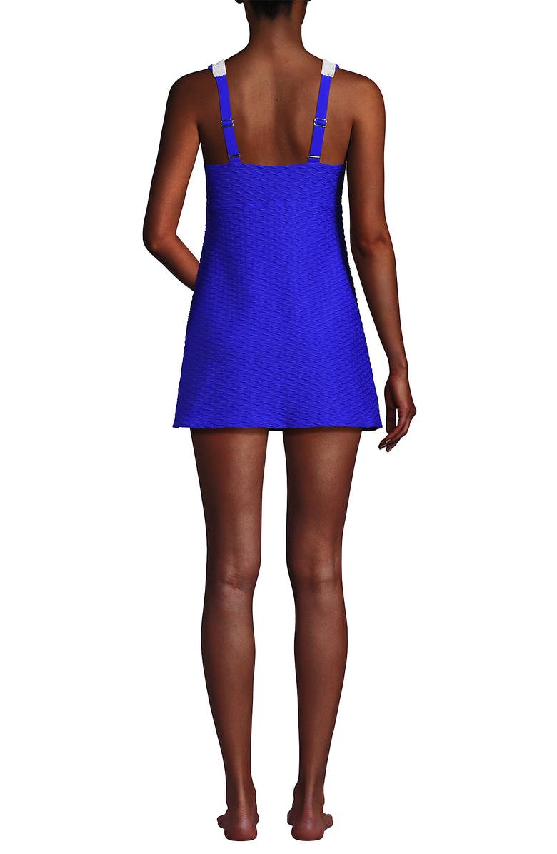 Lands' End Texture Square Neck Swim Dress Adjustable Straps, Alternate, color, 