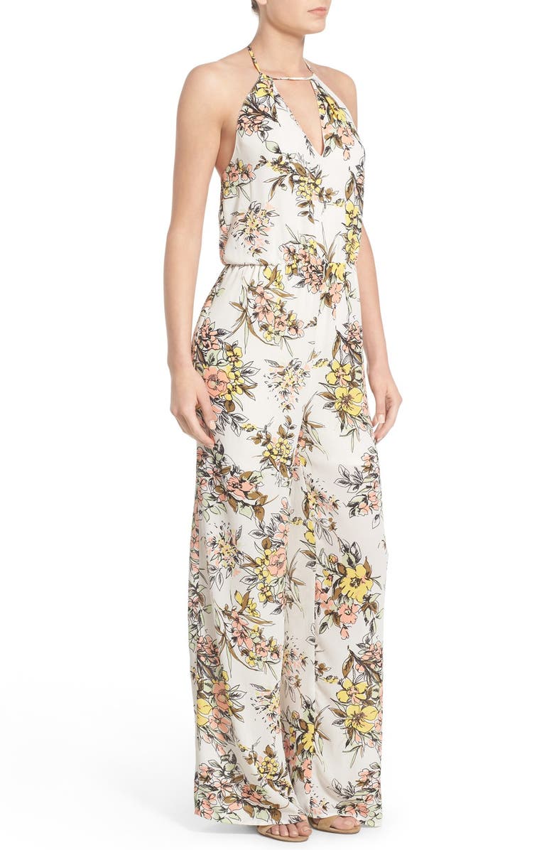 Leith Floral Print Halter Jumpsuit, Alternate, color, 