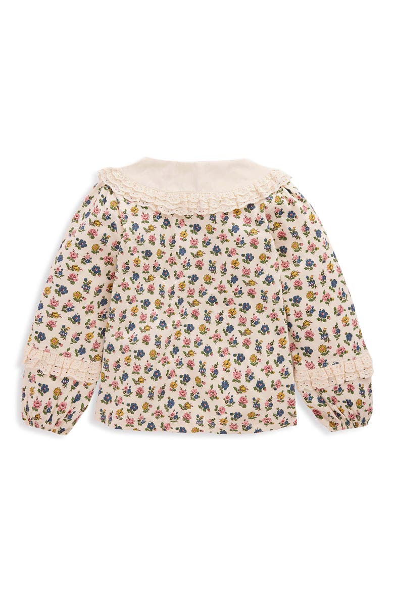 Kids' Broderie Collar Cotton Jersey Top, Alternate, color, VANILLA WHITE FLORAL