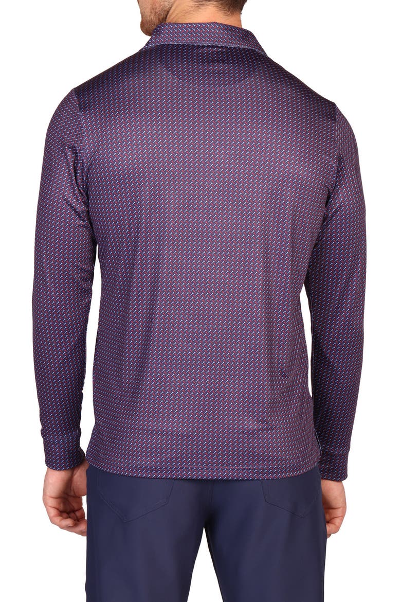Golf Tee Print Long Sleeve Performance Polo, Alternate, color, MULTI PURPLE