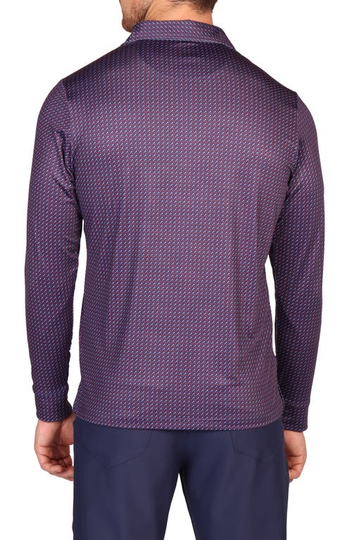 Tailorbyrd Golf Tee Print Long Sleeve Performance Polo In Purple