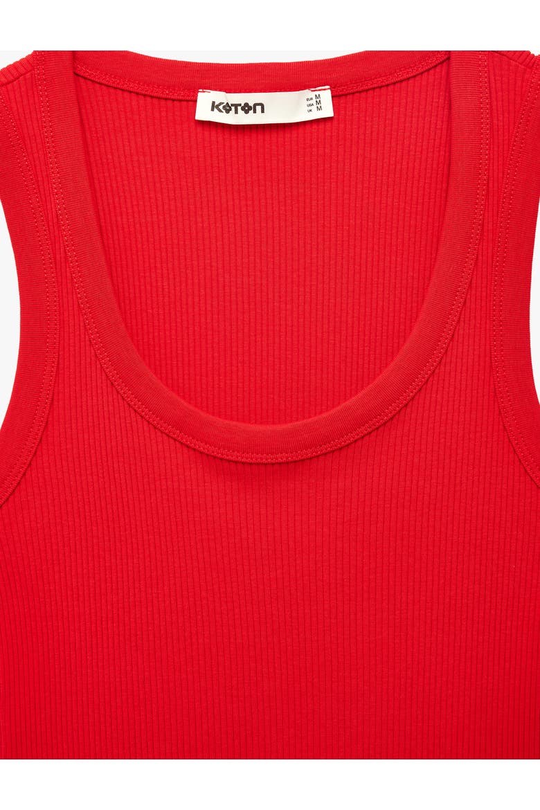 Scoop Neck Ribbed Cotton Tank Top, Alternate, color, RED