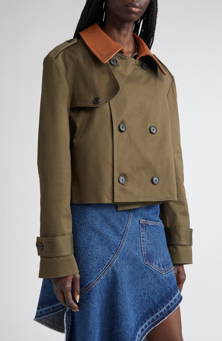 MONSE Double Front Crop Trench Coat, Alternate, color, Olive