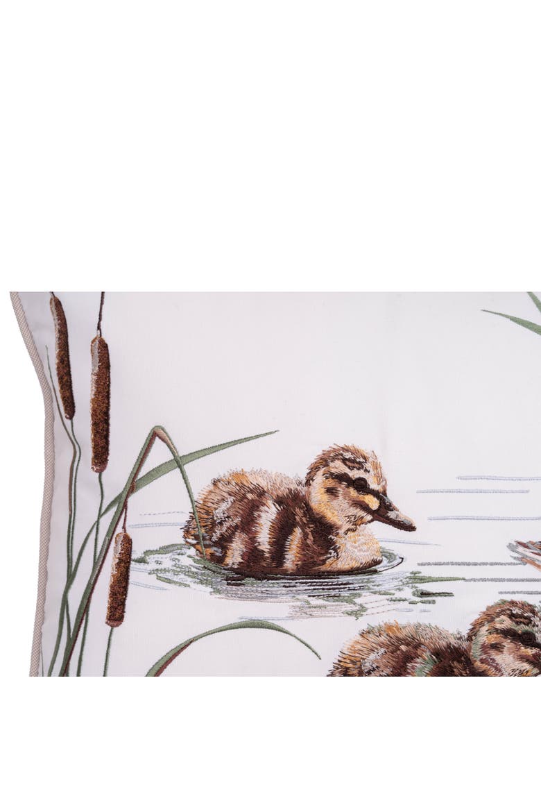 Mallard and Chicks Lumbar Mini Lumbar Accent Pillow 12" x 21", Alternate, color, Brown