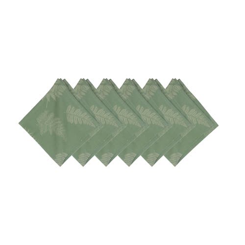 C & F Home C&f Home Botanical Jacquard Woven Reversible Machine Washable Hemstitch Napkins Set Of 6 In Green