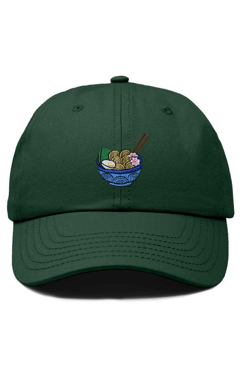 Dalix Noodles Embroidered Casual Cap In Dark Green