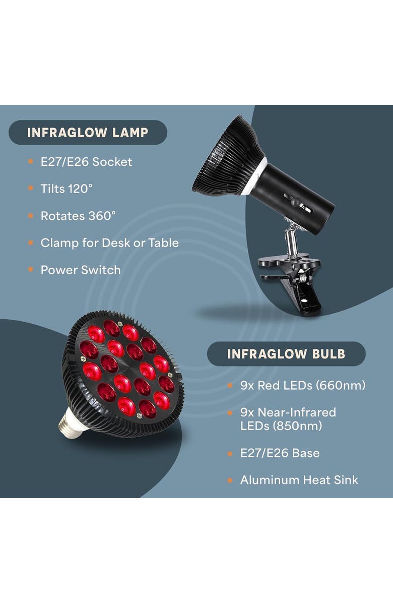 Lifepro InfraGlow Near Infrared & Red Light Therapy Lamp Near Infrared Bulb, Alternate, color, Black