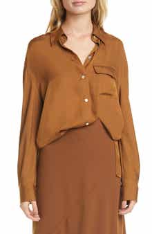 Vince Easy Utility Silk Blend Button-Up Shirt