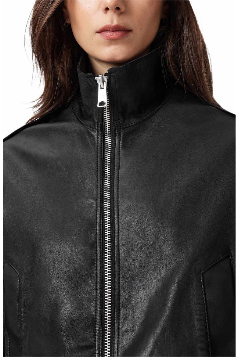 Lowden Leather Jacket, Alternate, color, BLACK