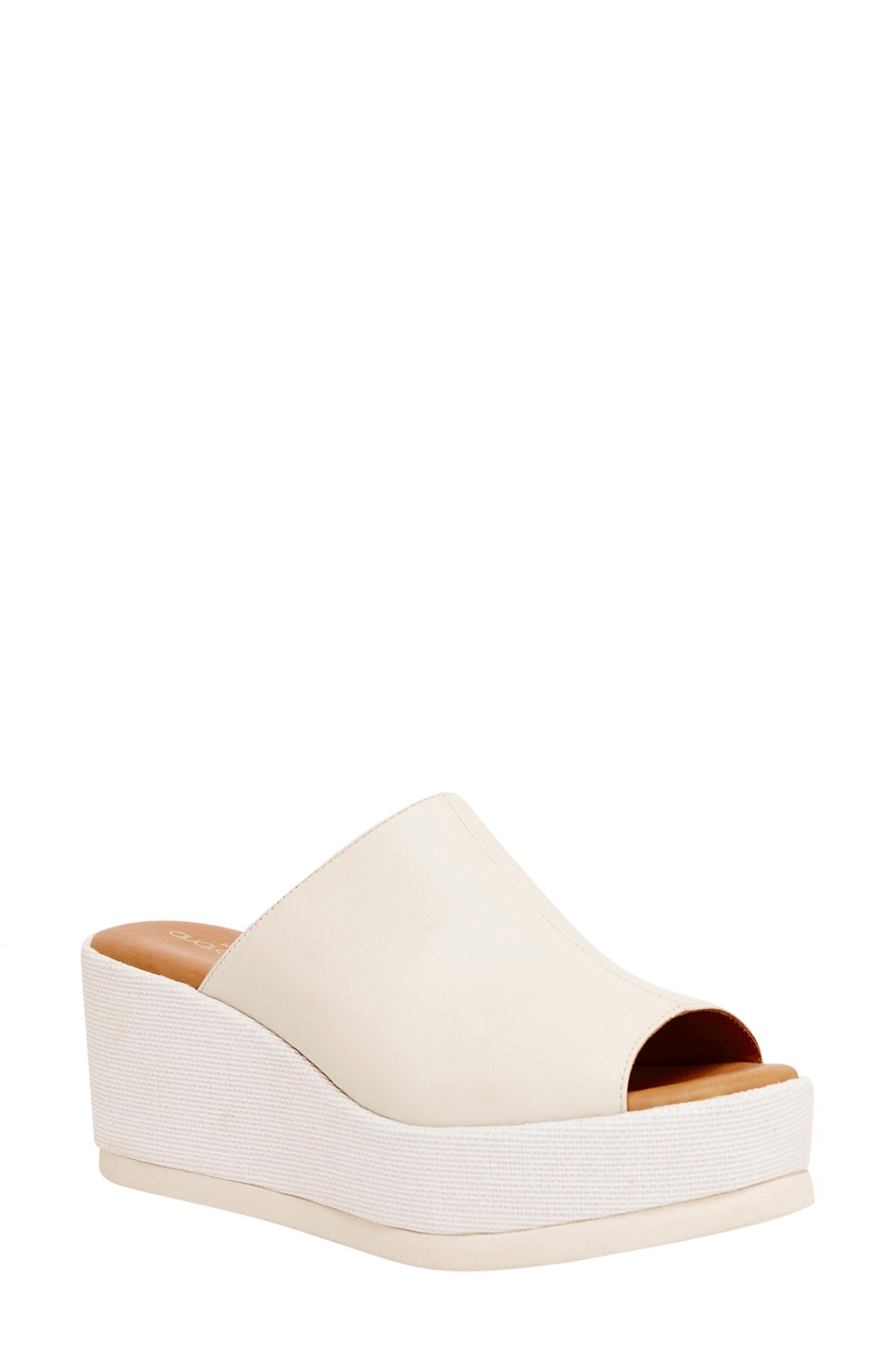 Clara Platform Wedge Slide Sandal, Main, color, WHITE LEATHER