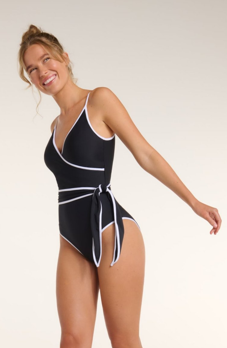 Hermoza Amelia V-Neck Wrap One-Piece Swimsuit, Alternate, color,