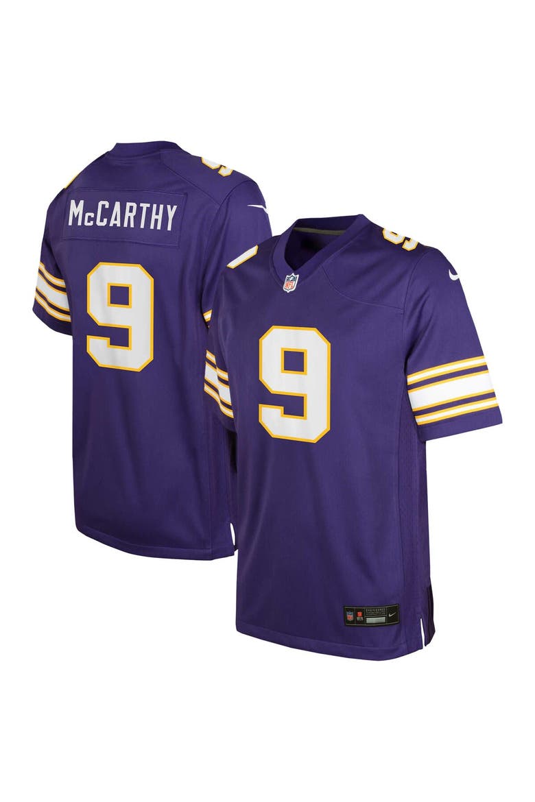 Youth Nike J.J. McCarthy Purple Minnesota Vikings Classic Alternate Player Game Jersey, Alternate, color, Purple