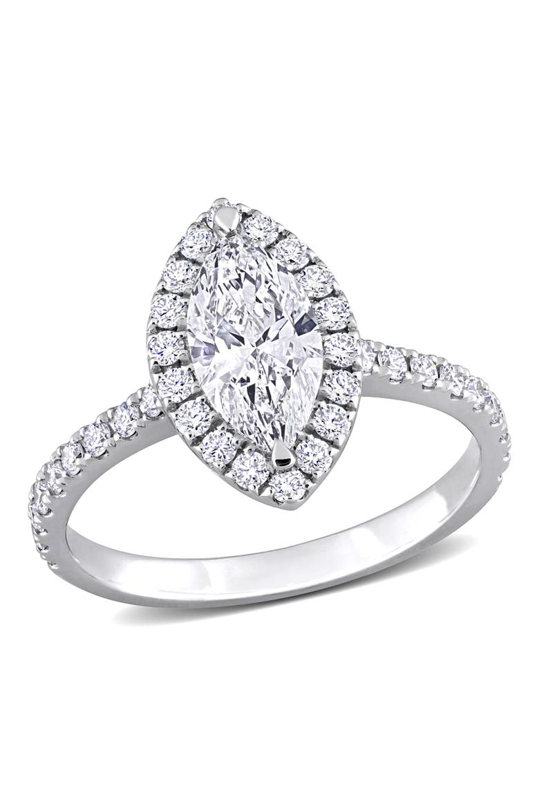 1 CTW Lab-Grown Diamond Marquise Halo Ring 14k, Main, color, White Gold