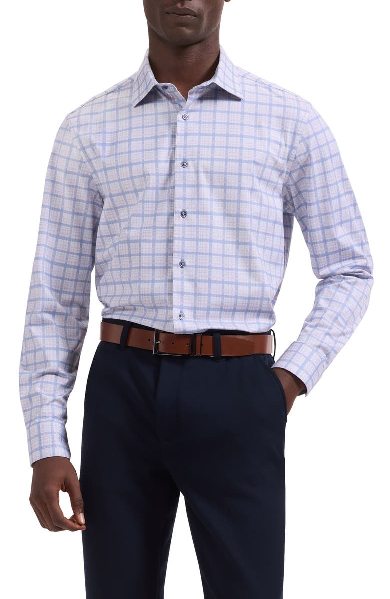 Bugatchi Jimmy OoohCotton<sup>®</sup> Plaid Button-Up Shirt, Main, color, Dusty Pink