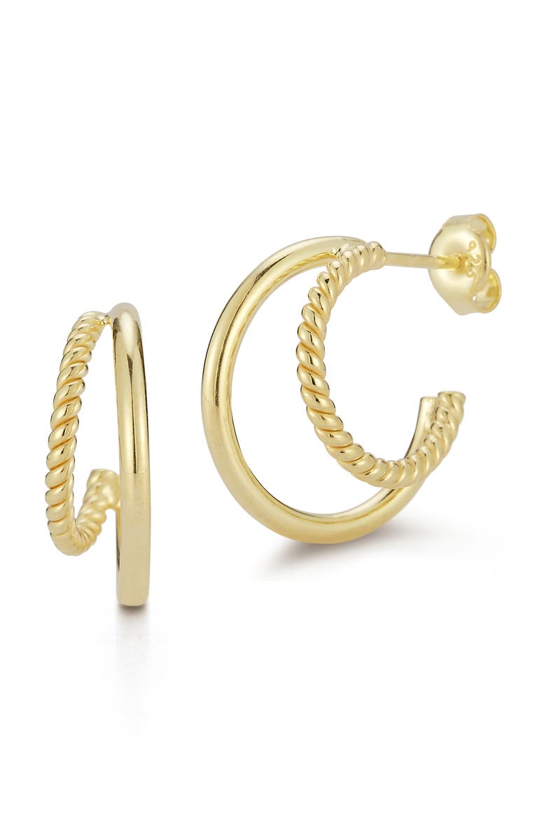 Double Row Huggie Hoop Earrings, Main, color, GOLD
