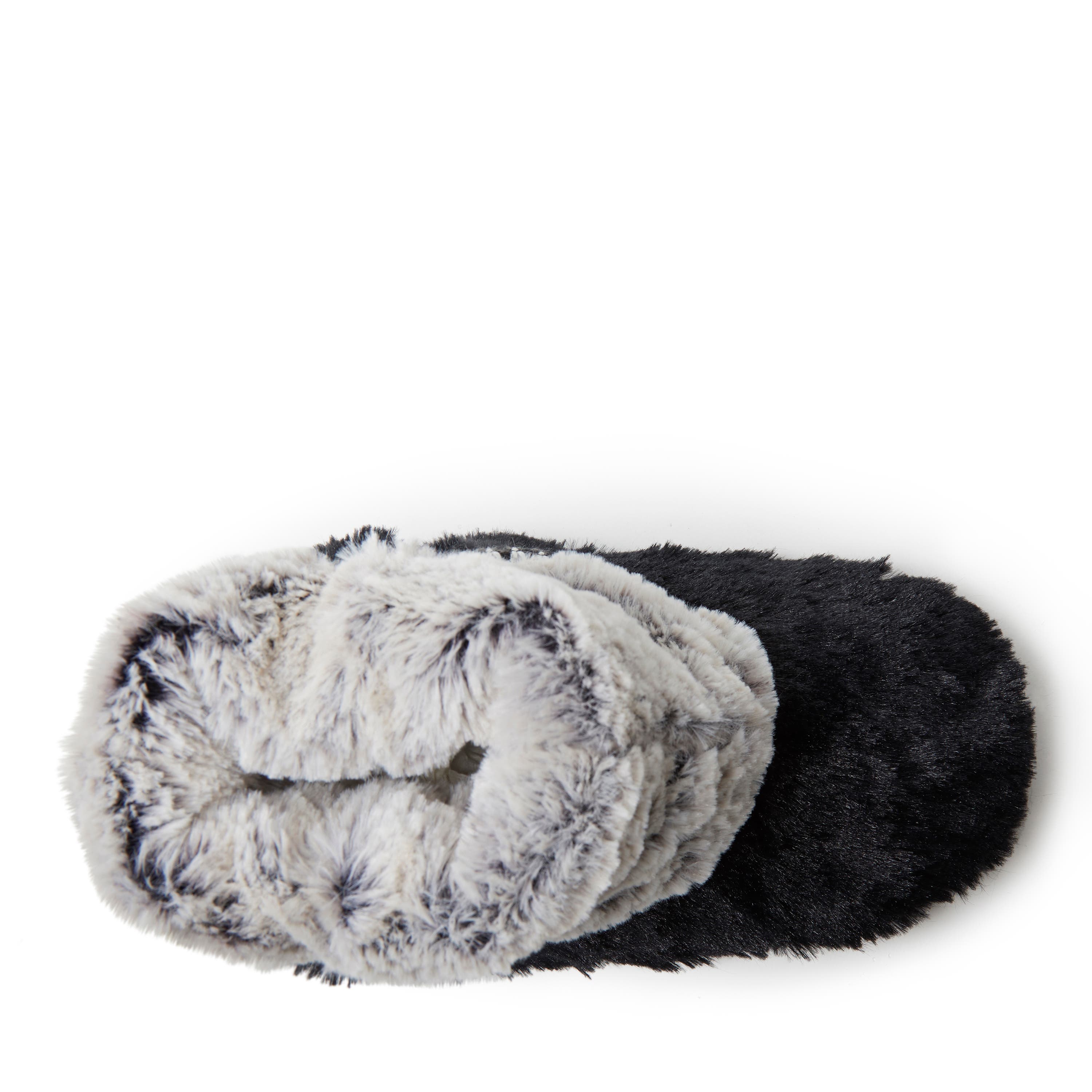 DEARFOAMS Beth Faux Fur Fold Down Fuzzy Bootie Slipper, Alternate, color, Black