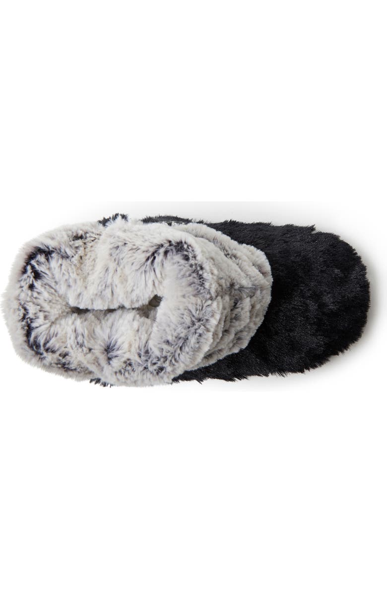 DEARFOAMS Beth Faux Fur Fold Down Fuzzy Bootie Slipper, Alternate, color, Black